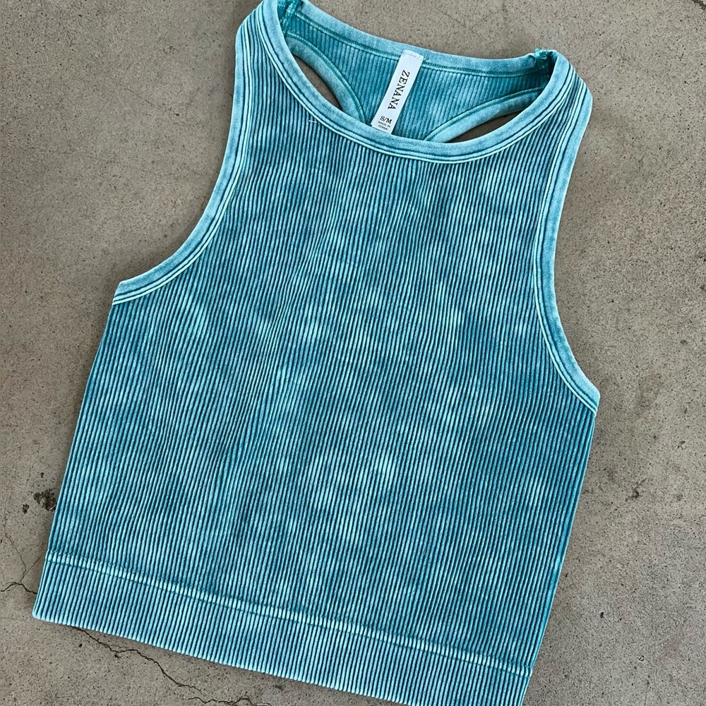 Zenana Seamless Bralette Teal Tank Top